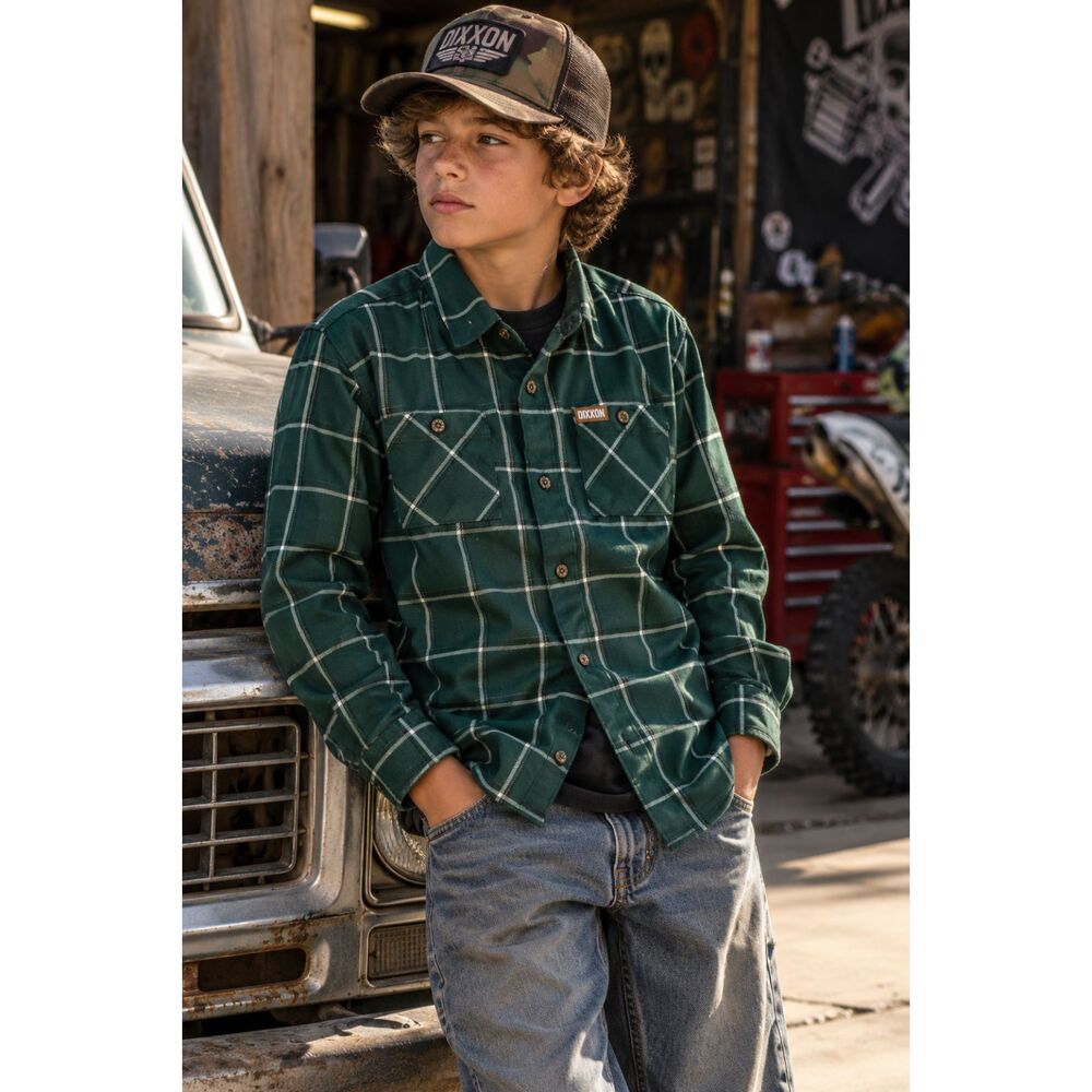 Dixxon Green Flannel Long Sleeve Shirt Top  Boys Size Medium